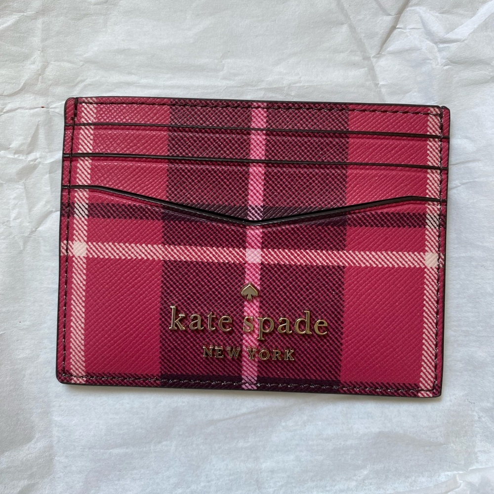 Kate spade Staci Plaid Small Slim Card Holder wallet ❤️
